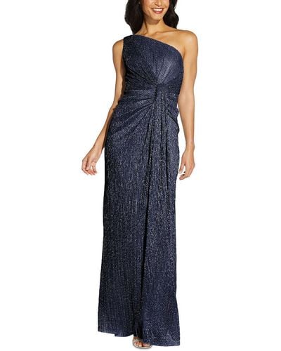 Adrianna Papell Petites Stardust Ruched Long Evening Dress - Blue