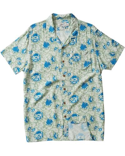 Grayers Men Vintage Hawaiian Batik Print Shirt - Blue