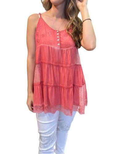 Pol Lace Tank - Red