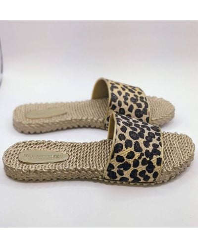 Ilse Jacobsen Leopard Print Slip-on Sandal - Metallic