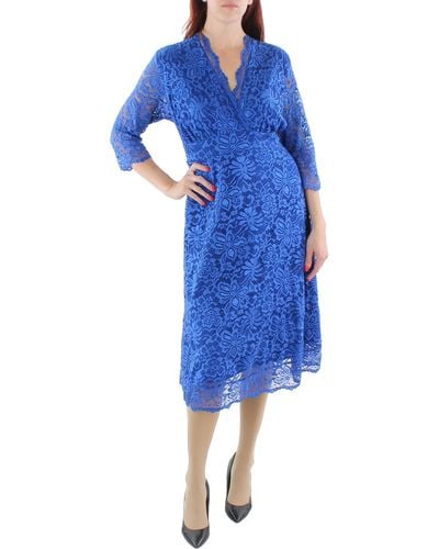 Kiyonna Plus Lace Long Maxi Dress - Blue