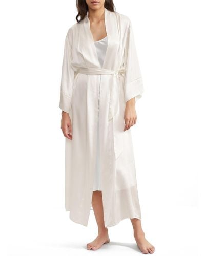 Papinelle Selena Silk Maxi Long Robe - White