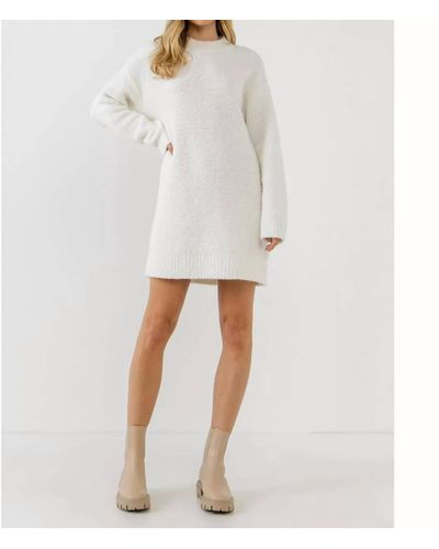 English Factory Cozy Round Sweater Dress - White