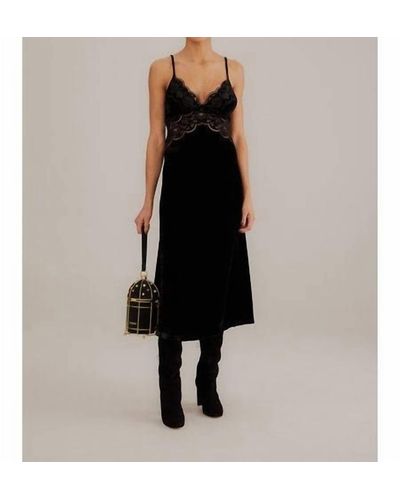 FARM Rio Richelieu Velvet Slip Dress - Black