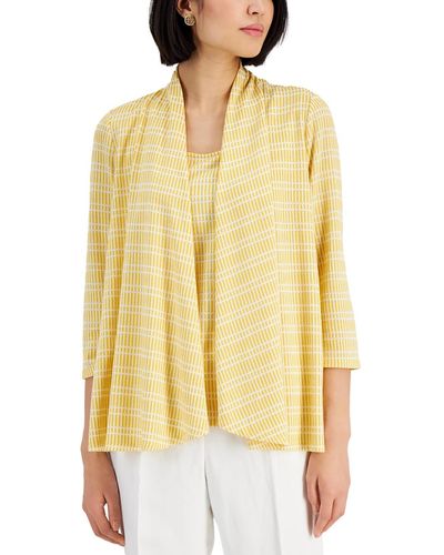 Kasper Open Front Layering Cardigan Sweater - Yellow