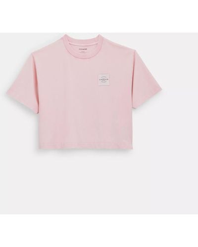 COACH Garment Dye Cropped T Shirt - Pink