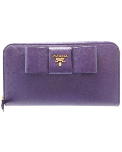 Prada Leather Wallet (pre-owned) - Purple