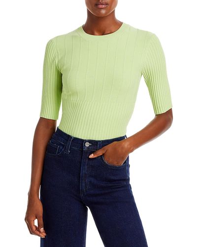 FRAME Ribbed Elbow Sleeve Pullover Sweater - Blue