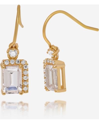 Suzanne Kalan 14k Yellow Gold Diamond And Morganite Topaz Drop Earrings Pe578-ygmt - Metallic