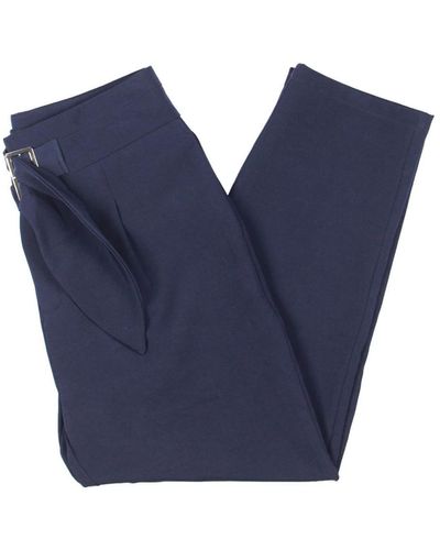 Gracia Belted Office Dress Pants - Blue