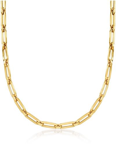 Ross-Simons Italian 14kt Yellow Gold Paper Clip Link Necklace - Metallic