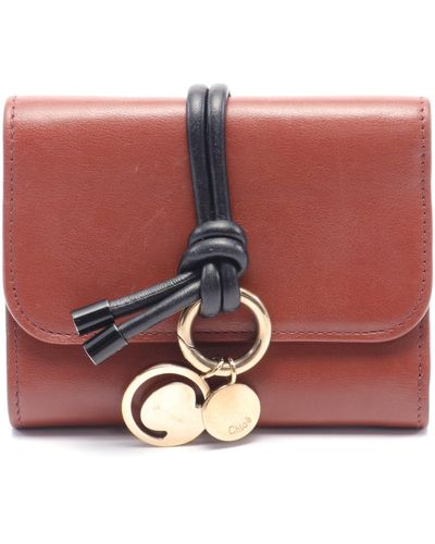 Chloé Alphabet Alphabet Trifold Wallet W Hook Wallet Leather - Red
