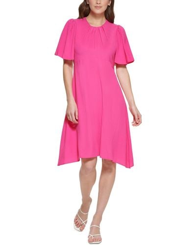 Calvin Klein Textured A-line Midi Dress - Pink