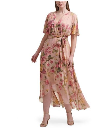 Jessica Howard Plus Floral Surplice Maxi Dress - Pink