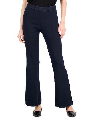 Anne Klein Plus High Rise Pull On Flare Jeans - Blue