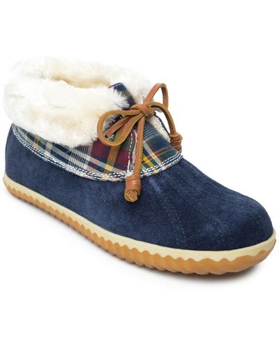 Sperry Top-Sider Duck Bootie Faux Fur Lined Cold Weather Booties - Blue