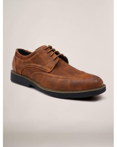 Members Only Wingtip Oxford Faux Leather Shoes - Brown