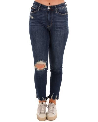 Judy Blue Here To Stay Relaxed Ankle Jean - Blue