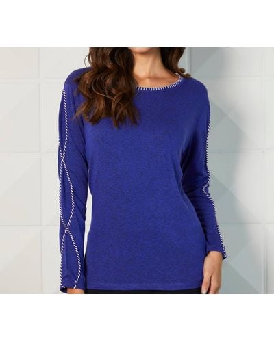 French Kyss Braided Sleeve Tunic - Blue