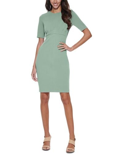 Calvin Klein Jewel Neck Knee Length Midi Dress - Green