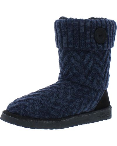 Muk Luks Janet Knit O Mid-calf Boots - Blue