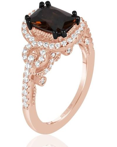 Suzy Levian Rose Sterling Silver Chocolate And White Cubic Zirconia Engagement Ring - Brown