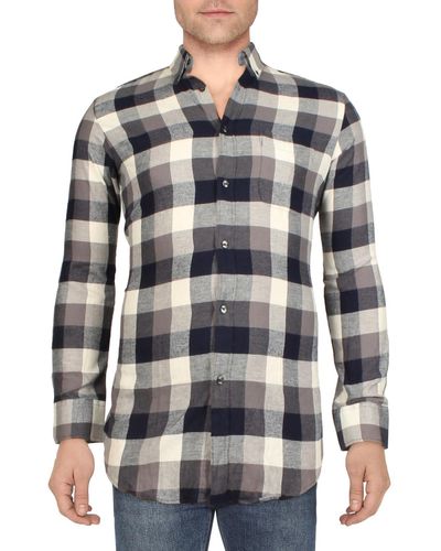 Club Room Flannel Cotton Button-down Shirt - Gray