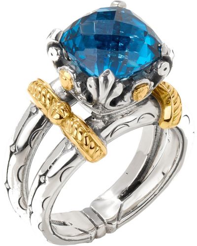Konstantino Anthos Sterling Silver 18k Yellow Gold & Spinel Ring Dmk2158-478 S7 - Blue