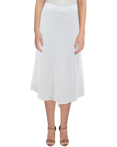Blue Les Copains Linen Hi-low A-line Skirt - White