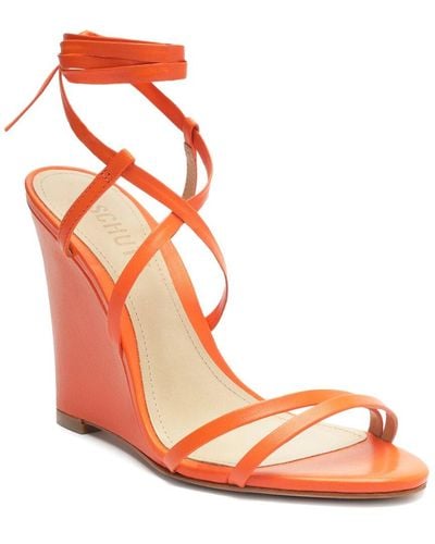 SCHUTZ SHOES Deonne Casual Leather Wedge - Orange