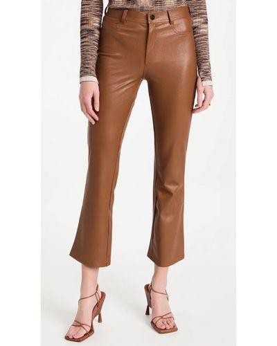 PAIGE Claudine Vegan Leather Ankle Flare Jeans - Brown