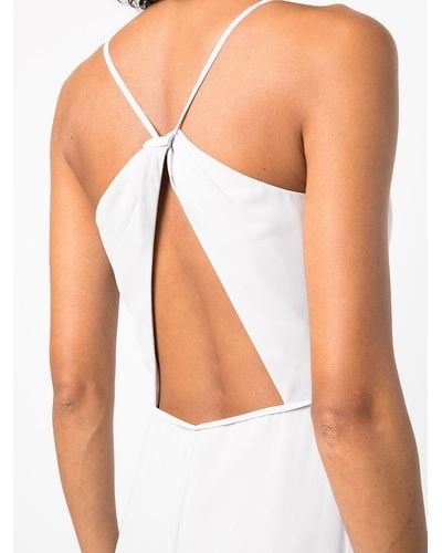 Marchesa Halterneck Tie-waist Evening Gown - White