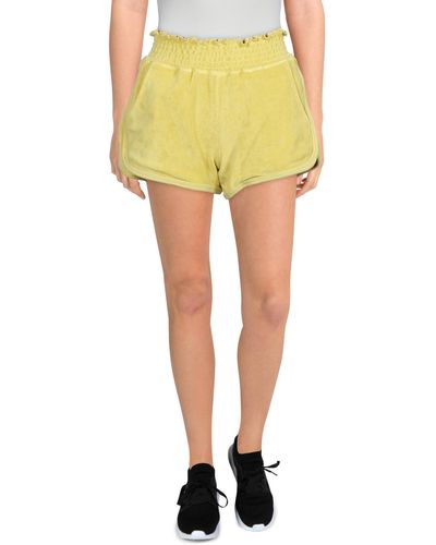 Pam & Gela Terry Cloth Shirred Shorts - Yellow