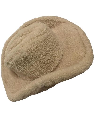 Bally 6302895 Bone Shearling Western Hat - Natural