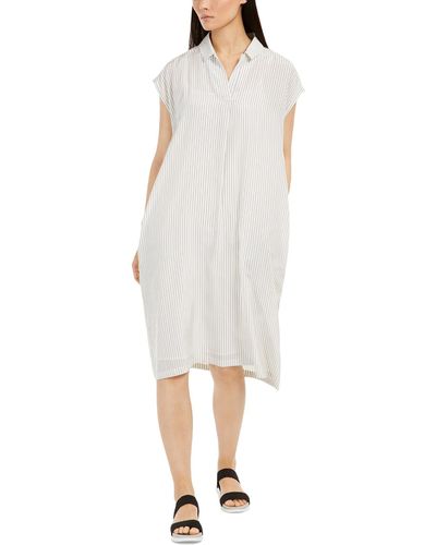 Eileen Fisher Silk Midi Shirtdress - White