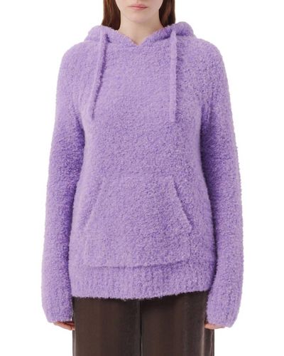 ATM Wool Blend Boucle Pullover Hoodie - Purple