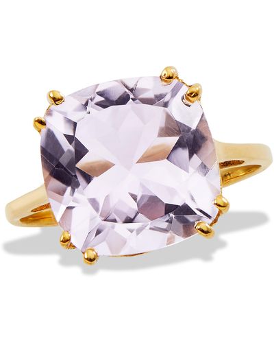Savvy Cie Jewels Sterling Silver/gold Plated 4.87gtw Amethyst Cushion Shape Ring - Pink