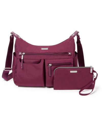 Baggallini Anywhere Large Hobo Handbag With Rfid Wristlet - Purple