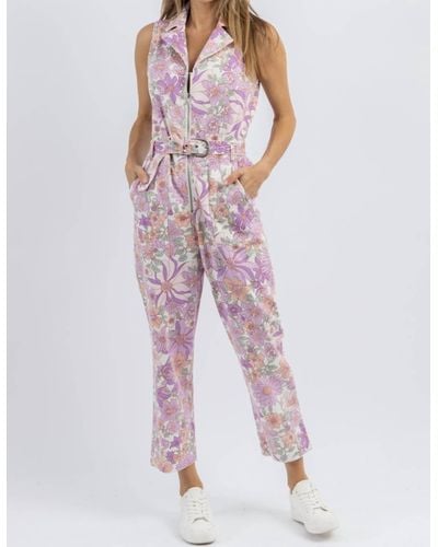 Skies Are Blue June Floral Jumpsuit - Red