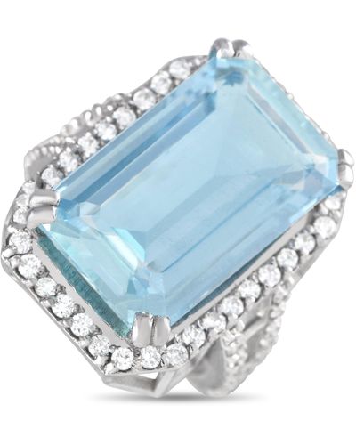 Non-Branded Lb Exclusive Platinum 1.25ct Diamond And Aquamarine Ring Mf040040824 - Blue