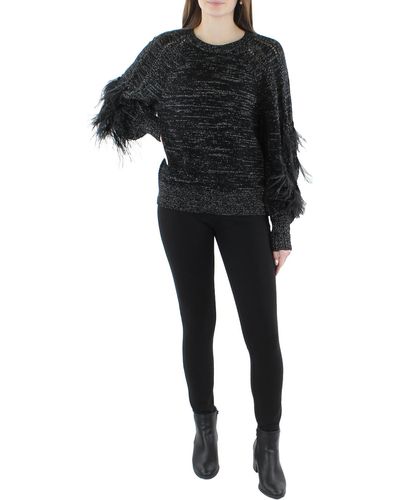 Kobi Halperin Wool Blend Metallic Pullover Sweater - Black