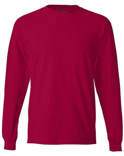 Hanes Beefy-t Long Sleeve T-shirt - Red