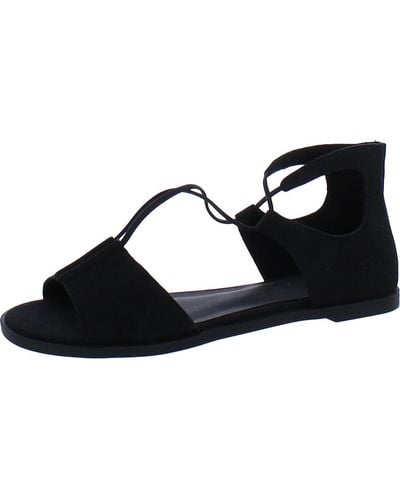 Eileen Fisher Rose Leather Open Toe Ankle Strap - Black