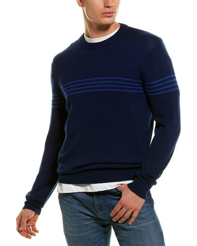 Tags Stripe Wool Crewneck Sweater - Blue