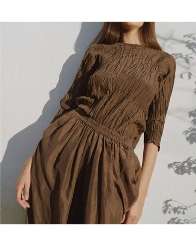 Anaak Palma Pleated Tunic In Cacao - Brown
