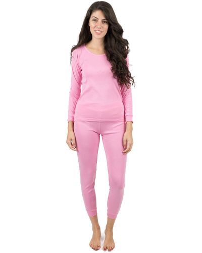 Leveret Two Piece Cotton Pajamas Classic Solid Color - Pink