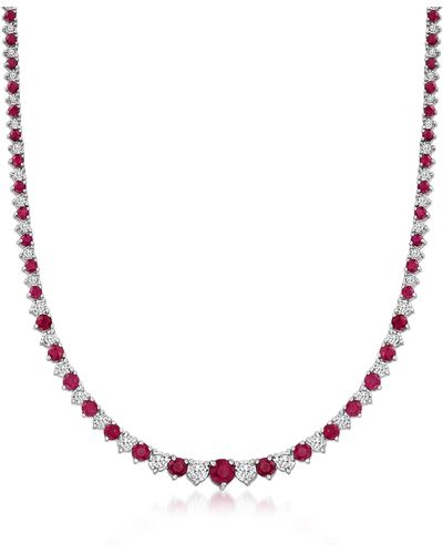 Ross-Simons Ruby And Diamond Tennis Necklace - Brown