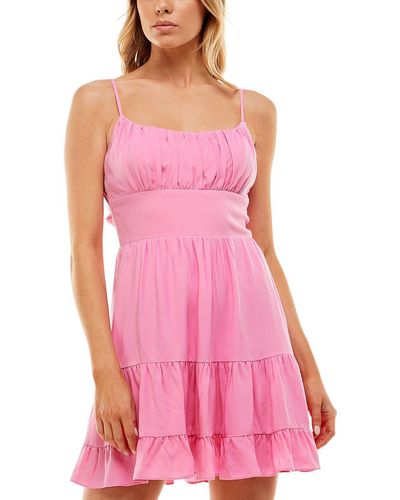 B Darlin Emma Tie Back Mini Fit & Flare Dress - Pink