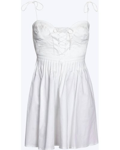 For Love & Lemons Sierra Lace-up Open-back Poplin Mini Dress - White