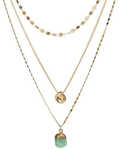 Liv Oliver 18k Multi Layer Necklace - Metallic